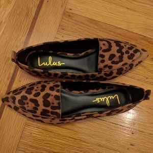 EMMY LEOPARD SUEDE POINTED LOAFERS